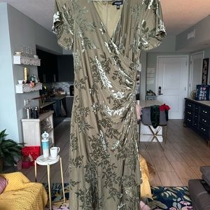 Olive green velvet dress